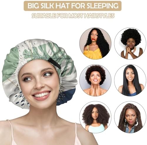 Satin Hair Bonnet Silk Bonnet for Sleeping Double Layer Elastic Adjustable Reusable Cute Aesthetic for Women Girls - Image 5