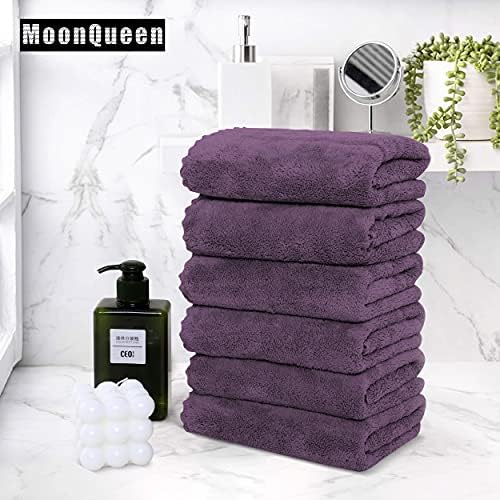 MOONQUEEN 18 Pack Premium Hand Towels - Quick Drying - Microfiber Coral Velvet Highly Absorbent Towels - Multipurpose Use as Hotel, Bathroom, Shower, Spa, Hand Towel 16 x 28 inches (Plum) - Image 5