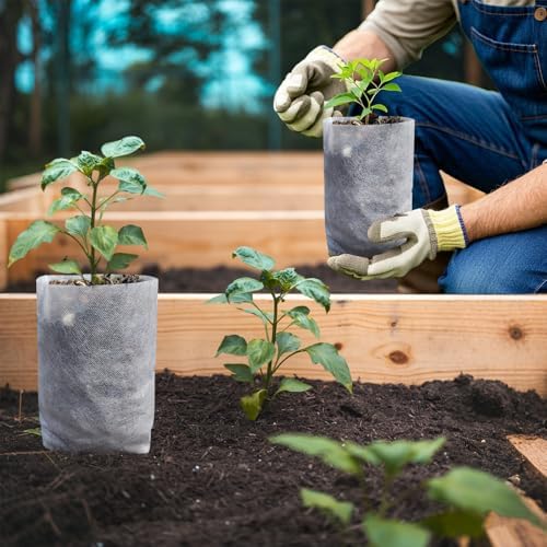 Belit 50 Pcs Non-Woven Plant Nursery Bags, Seedling Pots Container for Vegetable, Flower, Plant Grow (9.1"x9.3") - Image 6