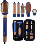 6-in-1 Hot Air Multi-Styler with Case, Hair Dryer & Blow Dryer Thermal Round Brush, Auto-Wrap Curler & Straightener, Fast Drying & Negative Ion Styling for Smooth Frizz-Free Blowouts (Blue Noir) by mavi%C3%A9