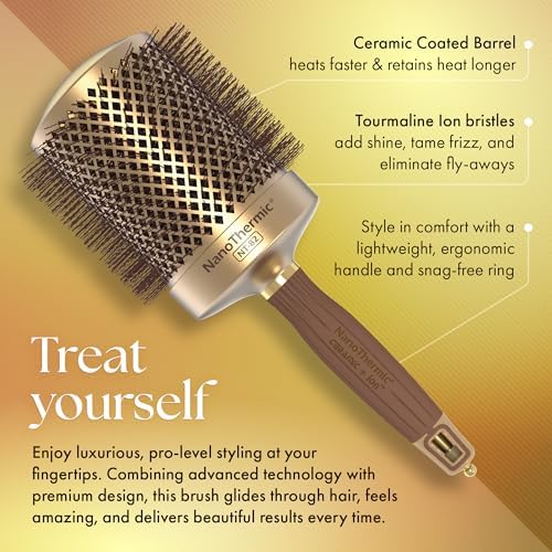Olivia Garden NanoThermic Ceramic + Ion Round Thermal Hair Brush - Not Electrical - Professional Blowout Brush for Normal to Thick Hair - Image 3