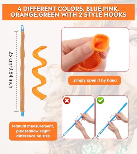 42 Pcs Heatless Wave Curlers for Short Hair, Easy Styling Hook, 9.8 Inch - Image 4
