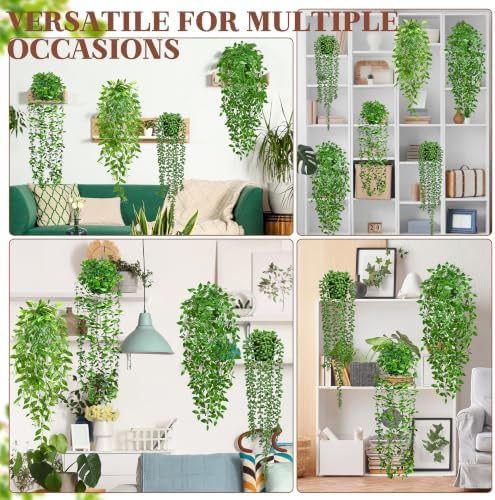 Palonu 4Pcs Artificial Hanging Plants with Cascading Faux Vines - Image 4