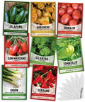 Gardeners Basics, Heirloom Hot Salsa Growing Seed Packets 8 Varieties Habanero, Jalapeno, Serrano Peppers, Roma, San Marzano Tomato, Cilantro, Green Onion, Tomatillo for Garden Non-GMO Heirloom by GardenersBasics