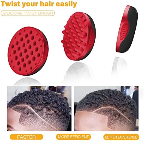 WTTORDE Silicone Curly Hair Brush, Twist Wave Tool with Big and Small Holes for Afro Curls, Two-Sided Use for Men, Women, Boys, and Girls, Red, 1 Pcs - Image 3