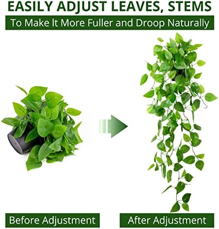 LOYWREE 3 Pack Small Artificial Hanging Plants with Faux Ivy Vine and Hanging Pothos 39Inch Fake Plant Realistic Greenery for Shelf Decor in Home, Office, Indoor & Outdoor Gardens - Image 7