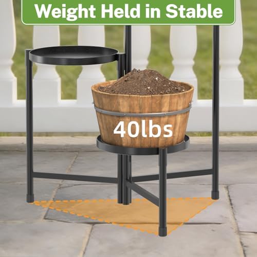3 Tier Large Plant Stand Indoor Outdoor, 10 In Wide Tray, Black - Image 4