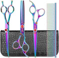 GLADOG 7 Inch Professional Dog Grooming Scissors Kit, 5-in-1 Titanium Coated Pet Grooming Shears Set, Heavy Duty Grooming Scissors for Dogs (Pro Rainbow) by GLADOG