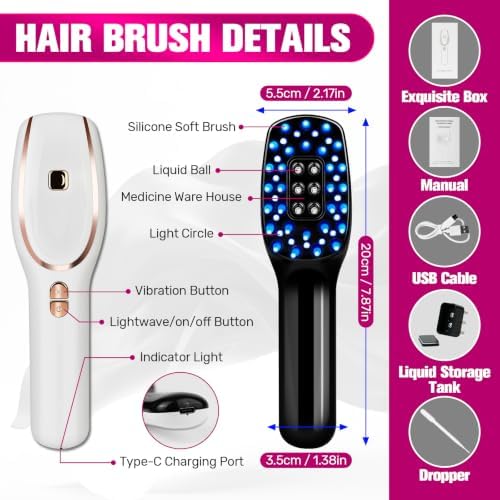 Electric Scalp Massager Hair Brush with Oil Applicator Red Light Therapy - Image 6