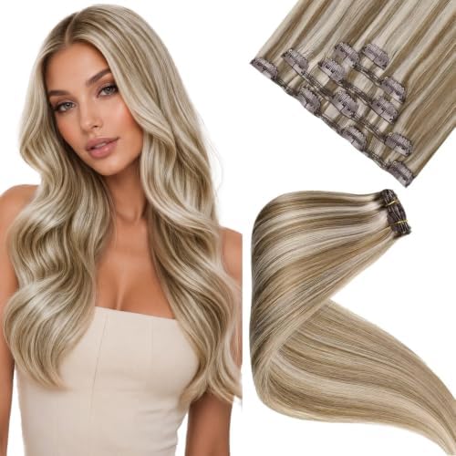 LaaVoo Real Hair Extensions Clip In, For Festival Looks, 18 Inch 5Pcs 80g by LaaVoo