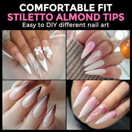 UNA GELLA Long Stiletto Soft Gel Nail Tips Full Cover Pre-shaped Fake Nails - Image 2