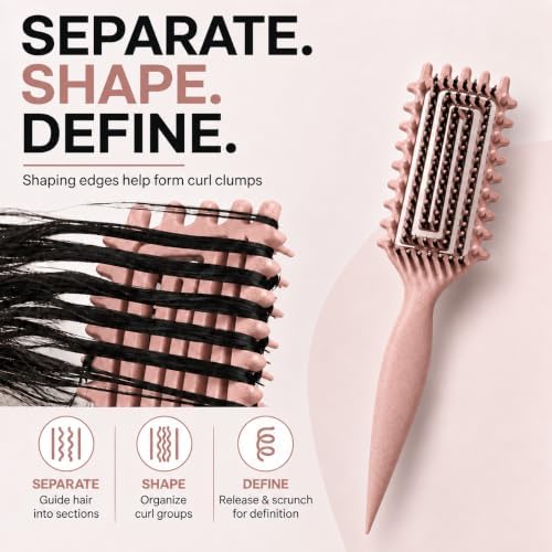 Curly Hair Brush Candybrush Curl Defining Brush for Detangling Shaping and Defining Curls for Women, Men, Wet & Dry Hair (Matte Pink) - Image 3