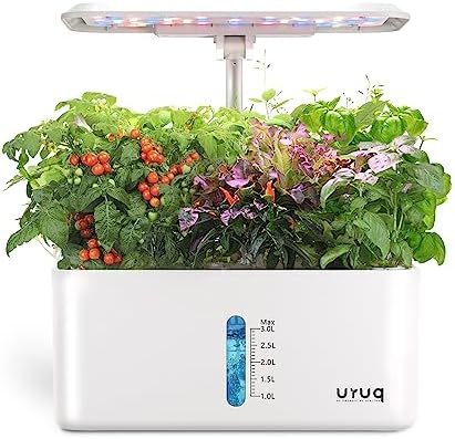 URUQ 8 Pods Hydroponics Growing System with LED Grow Light - White by URUQ