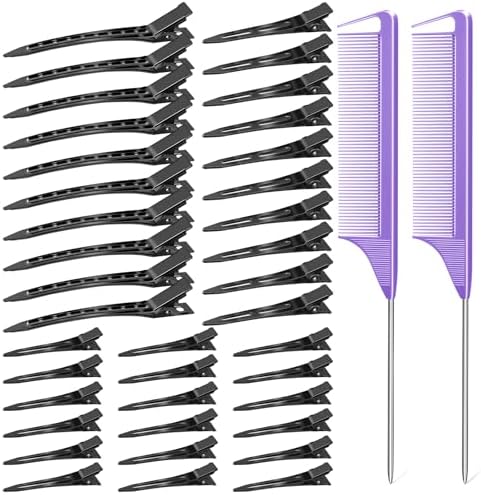 MORGLES 70Pcs Hair Clips Black with 2 Rat Tail Combs & Case for Styling by Morgles