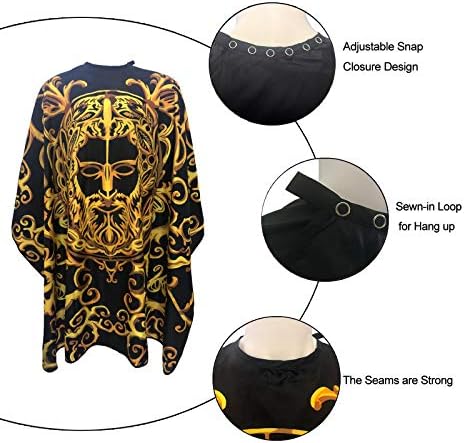 Pelocapa Barber Cape for Men Hair Cutting Salon Cape with Snap Closures Waterproof Professional Large Barber Hairdresser Cape- 63”× 56”(Gold Leader) - Image 5