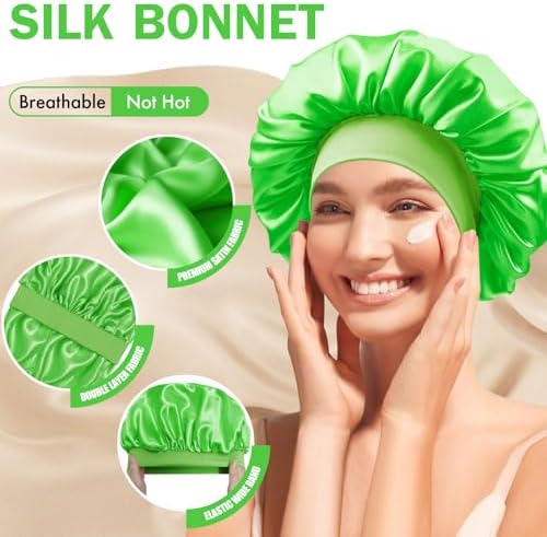 Satin Silk Bonnet for Hair, Double Layer Sleep Cap for Men & Women - Image 3
