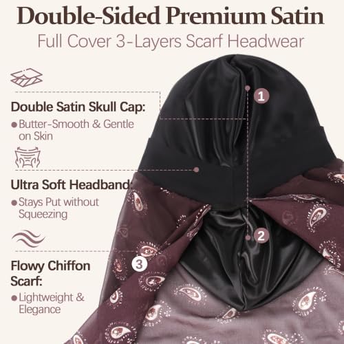 Ababalaya Satin Lined Head Wrap Chemo Headwear for Women - Image 2