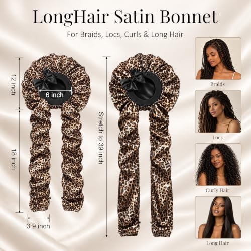 Bonnet for Braids Long Hair Double Layer Silk Satin Bonnet Bounce Curl Caps Women Sleeping Samurai Wrap Hair Hose Cap 2 in 1 - Image 5