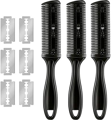 Maitys 3 Pcs Razor Combs for Hair Cutting with 10 Blades, Black by Maitys