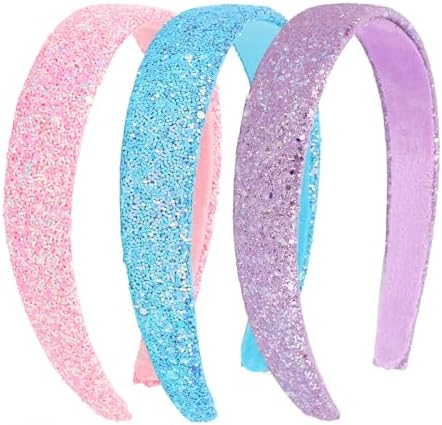 Headbands for Girls, 3 Pack Sparkly Glitter Toddler Girls Headbands by Uintoon