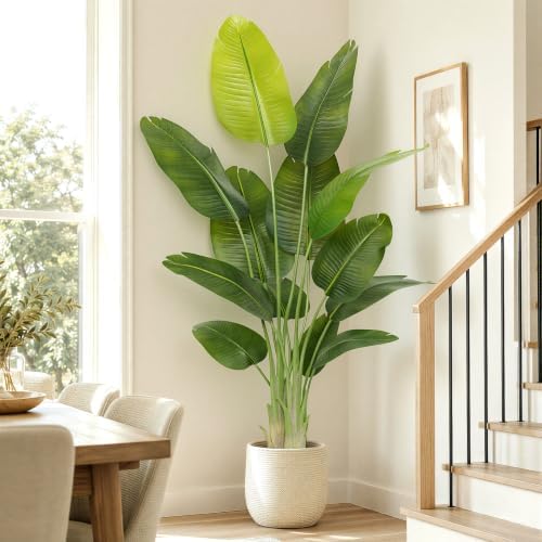 Lifelike Bird of Paradise Artificial Plant,6.2ft Faux Banana Leaf Tree with 13 Trunks - Perfect Indoor Silk Floor Plant for Home Decor in Living Room, Office, and Bedroom 1Pack - Image 4