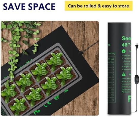 iPower 48" x 20.75" Seeding Heat Mat with Thermostat Temperature Adjustable Knob, Warm Hydroponic Indoor Gardening Plant Germination Pad, - Image 6
