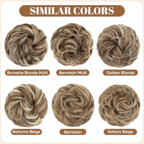 CJL HAIR Large Messy Bun Hair Piece Wavy Curly Scrunchies Synthetic Chignon Ponytail Hair Extensions Thick Updo Hairpieces for Women Beige Multi - Image 5
