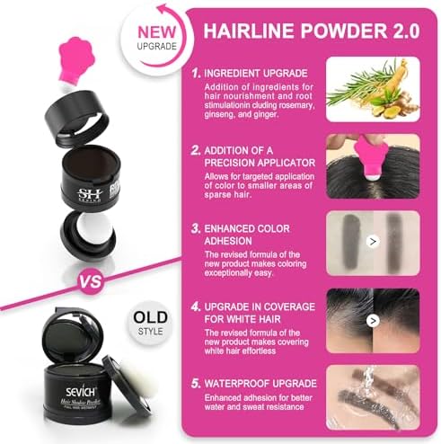 Sevich Hairline Powder 2.0，Instantly Conceals Hair Loss, Root Touch up Powder, Hair Shadow Toppers for Women & Men Thinning Gray Hair, Windproof & Sweatproof, 48H Makeup Lasting, Black - Image 5