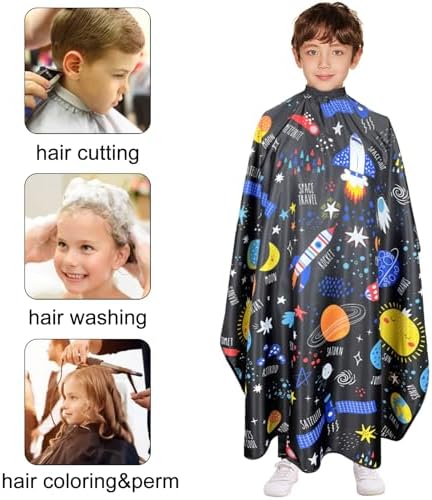 Pelocapa Barber Capes for Kids Hair Cutting Cape Salon Hairdressing Cape for Boys Girls Waterproof & Light Weight & Machine Washable - 39”× 51”(Galaxy Pattern) - Image 5