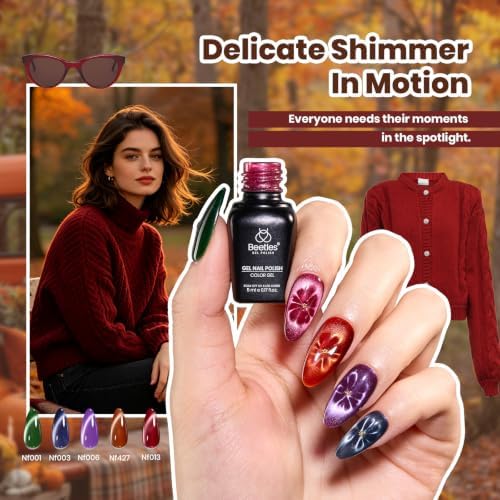 Beetles Cat Eye Gel Nail Polish Set, 20 Colors Magnetic Fall Gel Polish Kit - Image 4