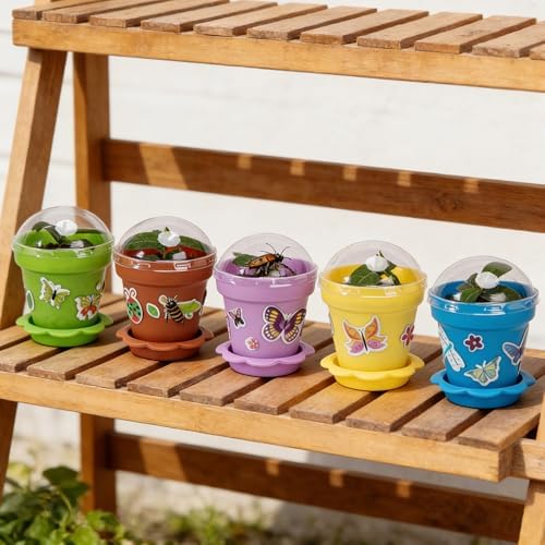 25 Packs Cupcake Plant Nursery Pots with Humidity Dome, Small Plastic Flower Plant Pots with 20 Sheet Stickers, Seeds Starter Pot Flower Planting Container for Seedlings Succulent Display (Mix Colors) - Image 5