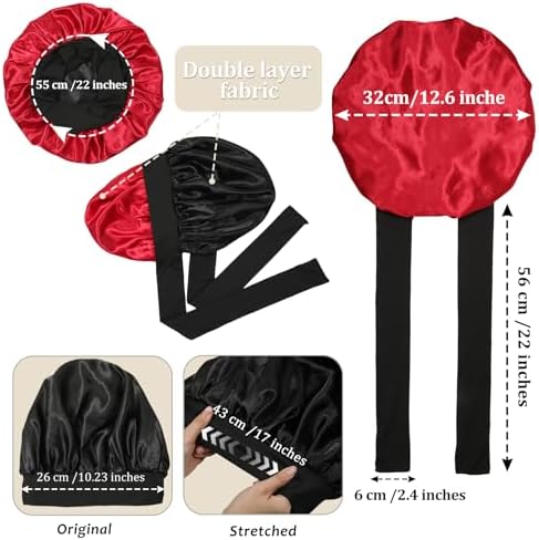 AWAYTR 2-Layer Satin Hair Bonnet, Tie Band Sleep Cap for Women - Image 3