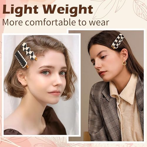 Gingbiss 18 Pcs Hair Clips for Women Girls, Black White Checker Barrettes - Image 4
