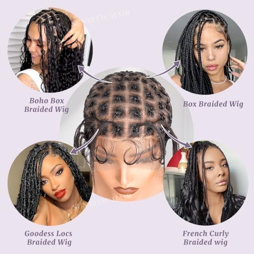 Braided Wig Cap With Human Baby Hair Crochet Wig Cap For Crochet Braids Hair Glueless Double Full Hd Lace Wig Caps For Black Women(#1B Black,99 Sections) - Image 3