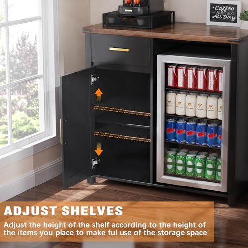 GDLF Coffee Bar Cabinet with Fridge Space, Mini Fridge Stand,Black - Image 6