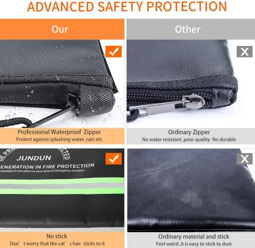 JUNDUN Fireproof Money Bag, 10.6"x6.7" Waterproof and Fireproof - Image 4