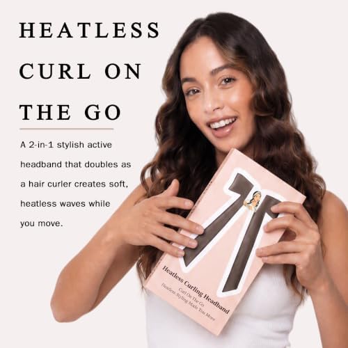 2-in-1 Heatless Curling Headband for Women & Flexible Curling Rods for Heatless Curls Overnight Heatless Hair Curlers No Heat Damage, Stretchy Fabric Headbands for Curly Long Hair, Sleep Gym Workout - Image 2