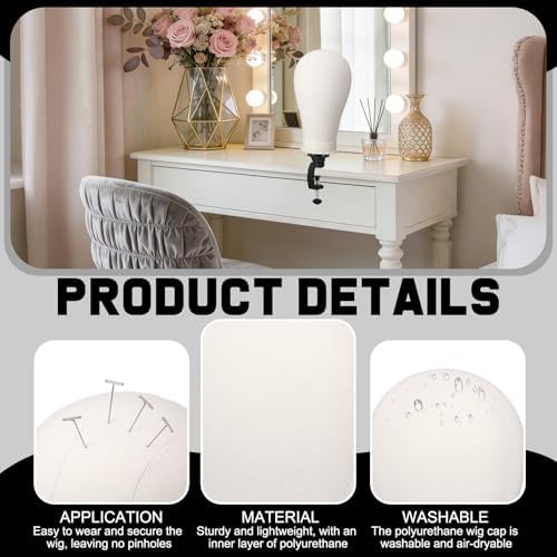 ProSuites 22 Inch Canvas Mannequin Head with 61" Adjustable Wig Stand Tripod, Wig Set of 40 PCS with Wig Holder, Caps, Elastic Bands, T/C Pins Tool Kit for Wigs Styling Making Display - Image 5