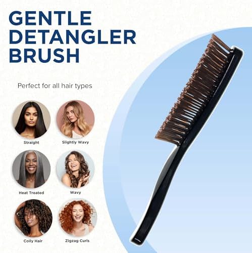 Giorgio Gentle Black Full Size Hair Brush – 7.75 Inch, Men, Women & Kids, Soft Bristles for Sensitive Scalp, Detangler Brush, Scalp Massager, Wet or Dry - Image 5