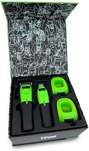 TPOB Play Barber Hair Clippers for Men 7500 RPM with Rubber Grips (Green 2 Set) - Image 5