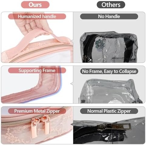 PACKISM Clear Makeup Bag Travel - TSA Approved Toiletry Bag, 3 Pack Pink - Image 5