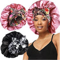 2pcs Large Silky Bonnets with tie Band Braid Bonnet, Satin Bonnet for Sleeping Curly Hair, A by Heniho