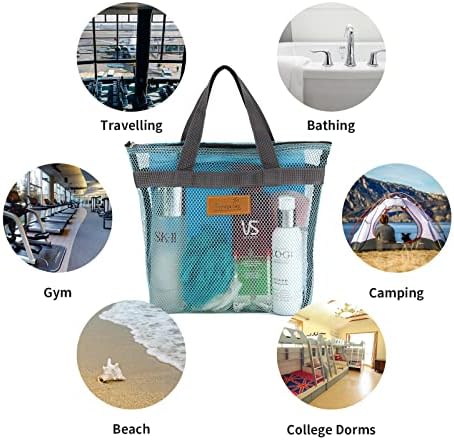 TOPASION Mesh Shower Caddy Bag Portable Hanging Toiletry and Bath Organizer with Zipper for Travel, Gym, Camping, College Dorms, Beach - Image 5
