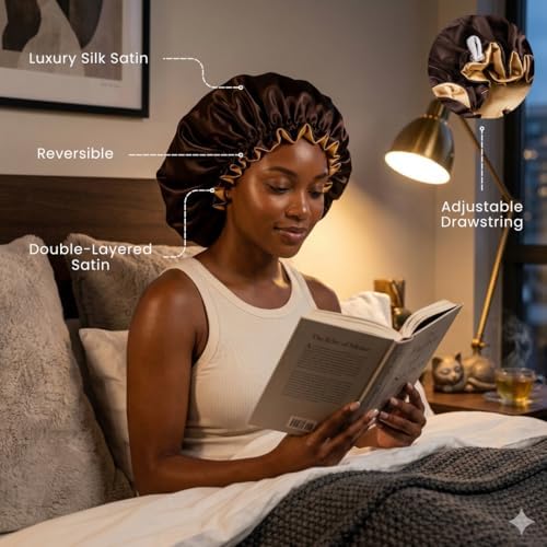 Silk Satin Hair Bonnet for Sleeping Reversible - Image 3
