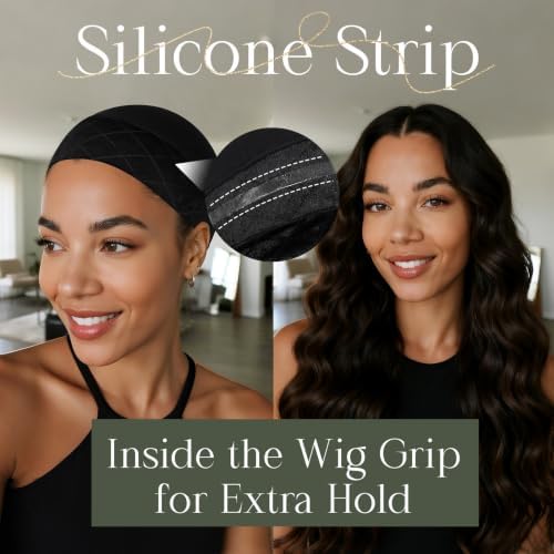 Wig Caps with Grip Band to Hold Wig in Place, Black 2 PCS - Image 3