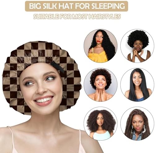 Satin Hair Bonnet Silk Bonnet for Sleeping Double Layer Elastic Adjustable Reusable Cute Aesthetic for Women Girls - Image 5