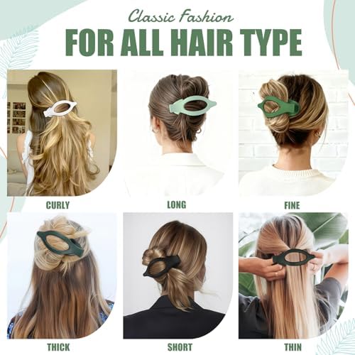 Flat Hair Clips for Women - 6 PCS French Flat Claw Clips Medium Hair Clips for Girls Large Hair Claw Clips for Thick or Thin Hair Strong Hold No Slip Hair Accessories for women (Green) - Image 5