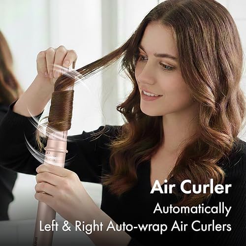 6-in-1 Hot Air Multi-Styler with Case, Hair Dryer & Blow Dryer Thermal Round Brush, Auto-Wrap Curler & Straightener, Fast Drying & Negative Ion Styling for Frizz-Free Blowouts (Peony Blush) - Image 4