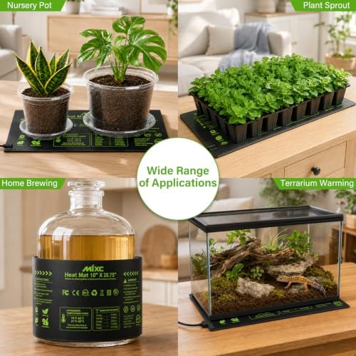 MIXC 10" x 20.75" Seedling Heat Mat, Heating Mat for Seed Starting 4 Pack - Image 6