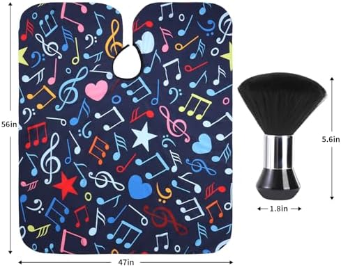 Professional Hair Cutting Cape with Neck Duster Brush, Waterproof Salon Barber Cape with Snaps, Barber Accessories (Music Notation) - Image 2